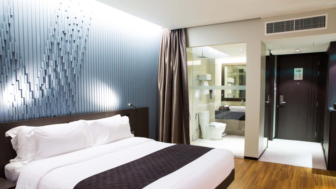 Interior of modern comfortable hotel room